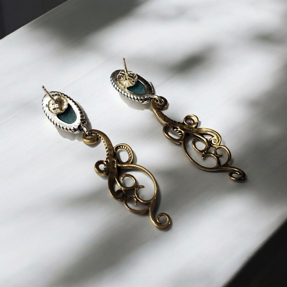 CAROLYN POLLACK RELIOS Sterling Silver 925 Stone Dangle Swirl Earrings - Picture 4 of 4
